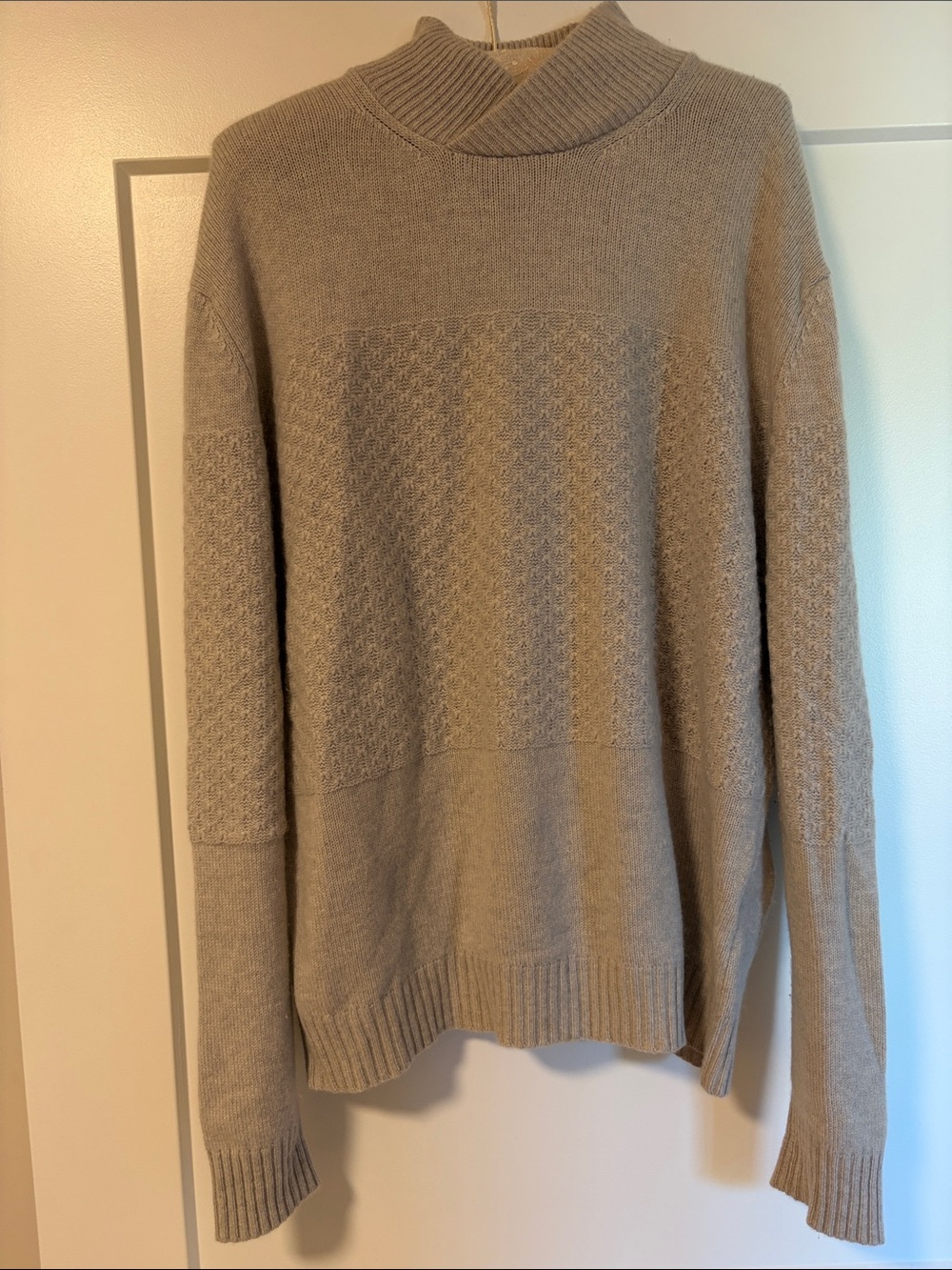 Men's Turtleneck Textured Knit Sweater - Taupe